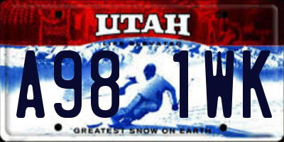 UT license plate A981WK