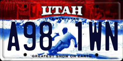 UT license plate A981WN