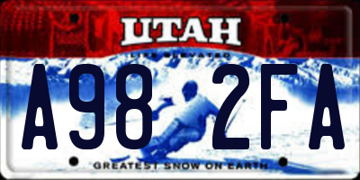 UT license plate A982FA