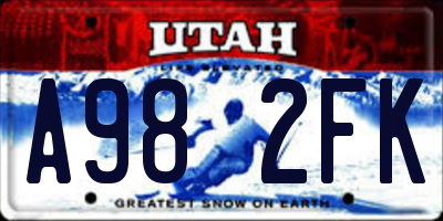UT license plate A982FK