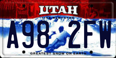 UT license plate A982FW