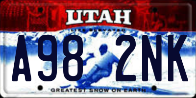UT license plate A982NK