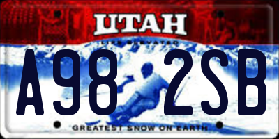 UT license plate A982SB