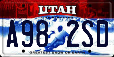 UT license plate A982SD