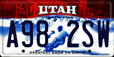 UT license plate A982SW