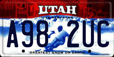 UT license plate A982UC