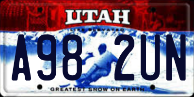 UT license plate A982UN