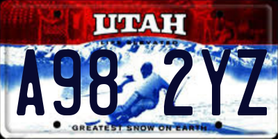 UT license plate A982YZ