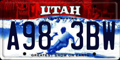 UT license plate A983BW