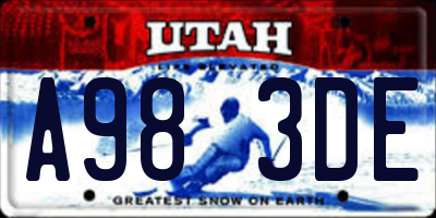 UT license plate A983DE