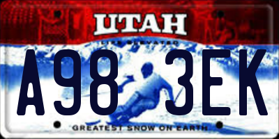 UT license plate A983EK
