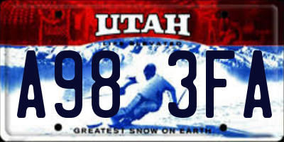 UT license plate A983FA