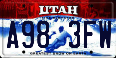 UT license plate A983FW