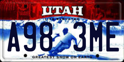 UT license plate A983ME