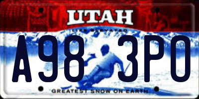 UT license plate A983PO