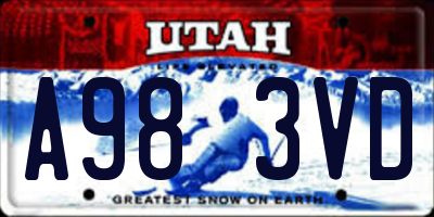 UT license plate A983VD
