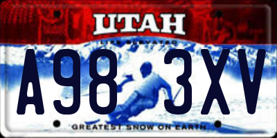UT license plate A983XV
