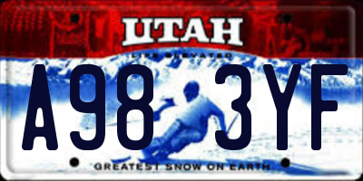 UT license plate A983YF