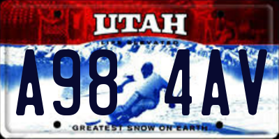 UT license plate A984AV