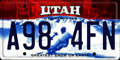 UT license plate A984FN