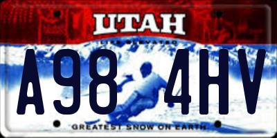 UT license plate A984HV