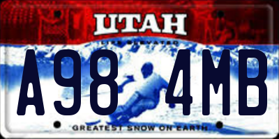UT license plate A984MB