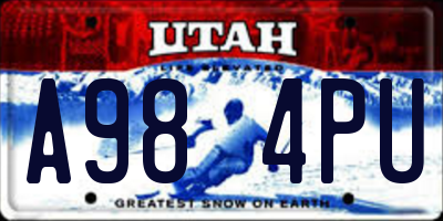 UT license plate A984PU