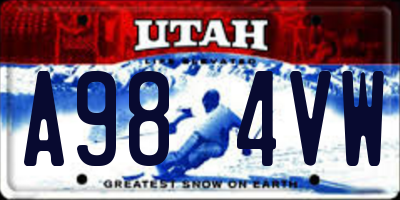 UT license plate A984VW