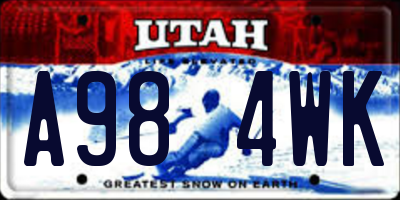UT license plate A984WK