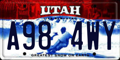 UT license plate A984WY