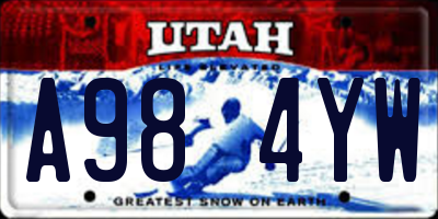 UT license plate A984YW