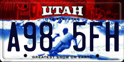 UT license plate A985FH