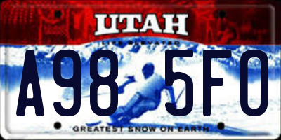 UT license plate A985FO