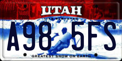 UT license plate A985FS