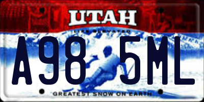 UT license plate A985ML