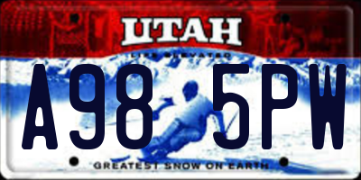 UT license plate A985PW