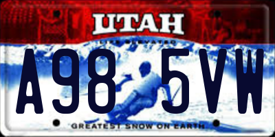 UT license plate A985VW