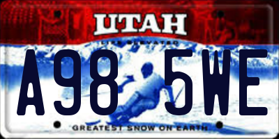 UT license plate A985WE