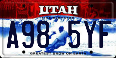 UT license plate A985YF