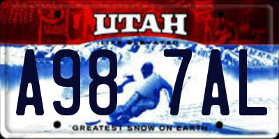 UT license plate A987AL