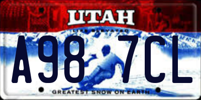 UT license plate A987CL