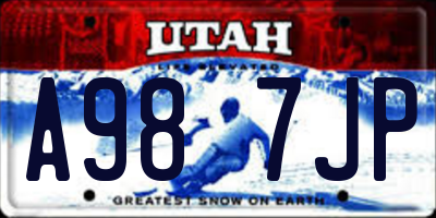 UT license plate A987JP