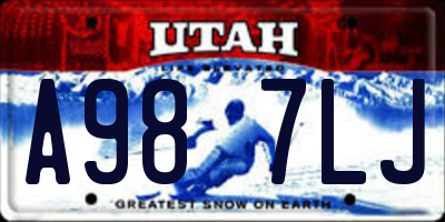 UT license plate A987LJ