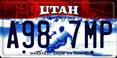 UT license plate A987MP