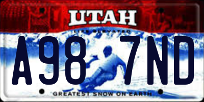 UT license plate A987ND