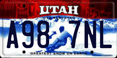 UT license plate A987NL