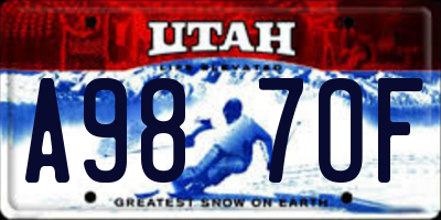 UT license plate A987OF