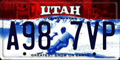 UT license plate A987VP