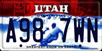 UT license plate A987WN