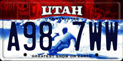 UT license plate A987WW